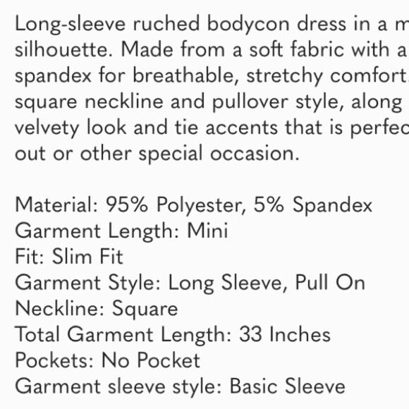 Bodycon Dress Long Sleeve Velvet Ruched Women's Wild Fable. Y2K - Picture 12 of 12